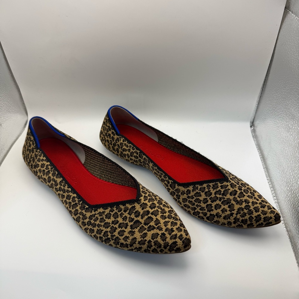 Rothy’s The Point Little Cat Leopard Knit Flats Women’s Size 12 Pointed Toe - Picture 4 of 12